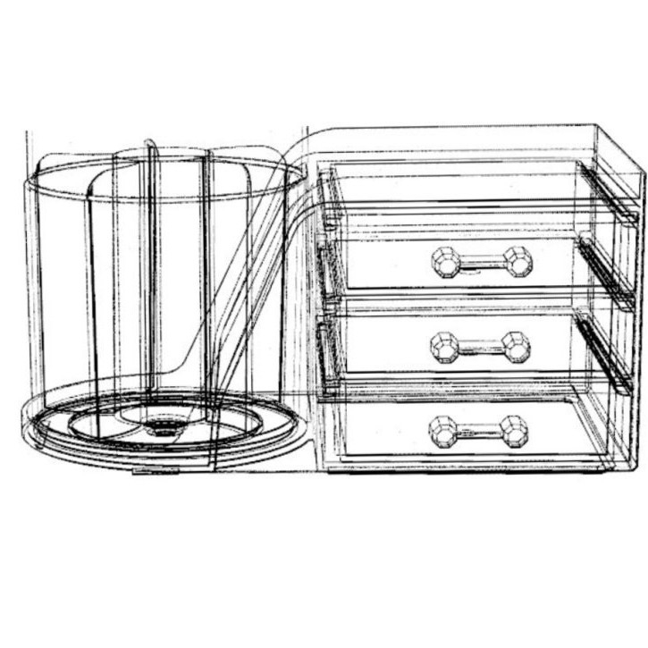 Skaidrus, sulankstomas stalčių dėklas kosmetikai ir smulkmenoms – biuro organizatorius nordiško stiliaus (akrilas; Yiwu kilmė)