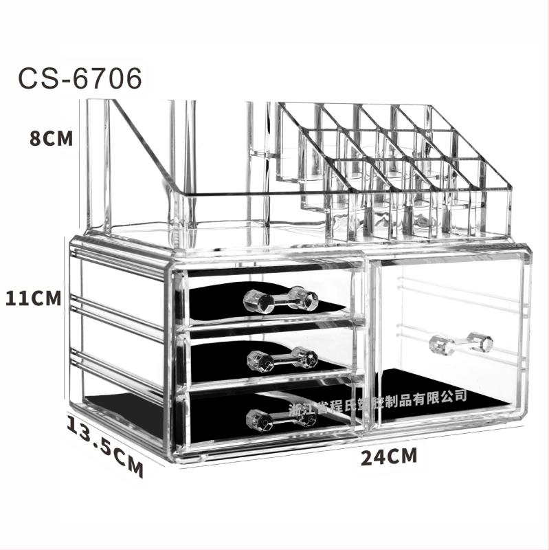 Skaidrus, sulankstomas stalčių dėklas kosmetikai ir smulkmenoms – biuro organizatorius nordiško stiliaus (akrilas; Yiwu kilmė)