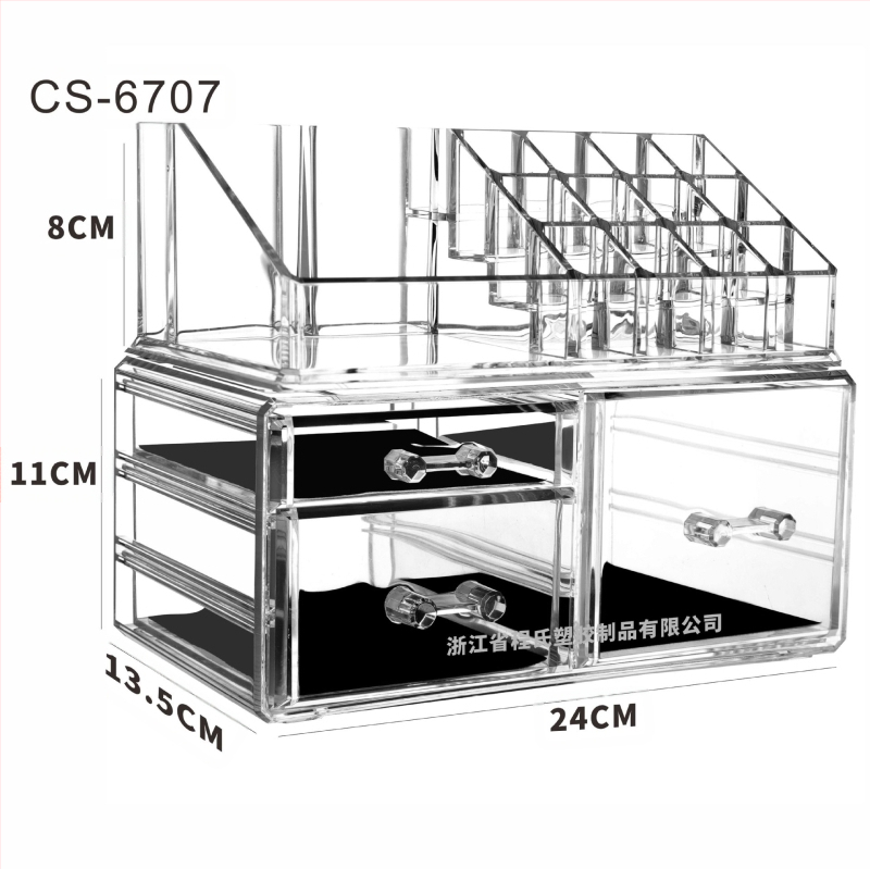 Skaidrus, sulankstomas stalčių dėklas kosmetikai ir smulkmenoms – biuro organizatorius nordiško stiliaus (akrilas; Yiwu kilmė)
