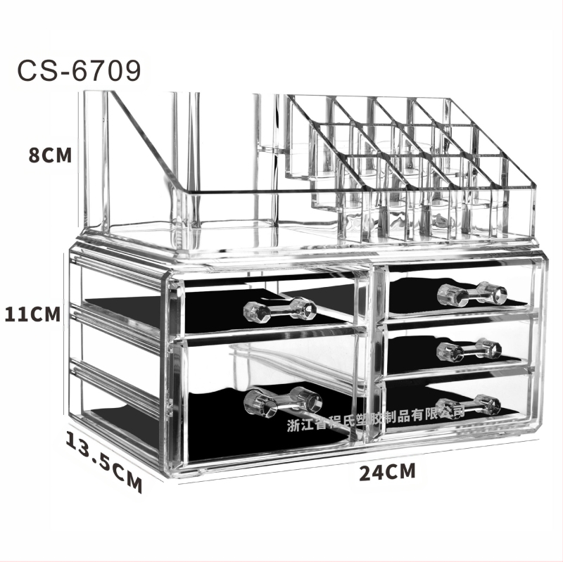 Skaidrus, sulankstomas stalčių dėklas kosmetikai ir smulkmenoms – biuro organizatorius nordiško stiliaus (akrilas; Yiwu kilmė)