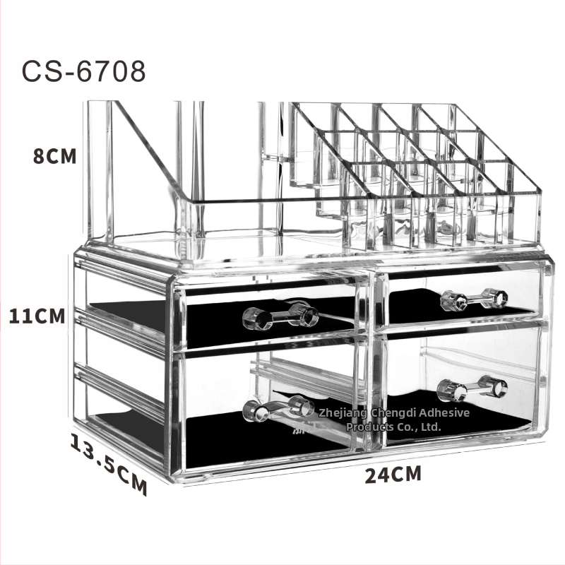 Skaidrus, sulankstomas stalčių dėklas kosmetikai ir smulkmenoms – biuro organizatorius nordiško stiliaus (akrilas; Yiwu kilmė)