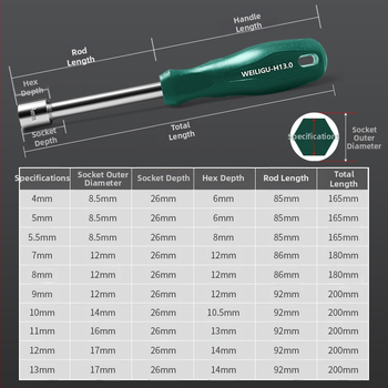 Κλειδί εξάγωνου υποδοχής, σκλήρυνση χάλυβα υψηλής περιεκτικότητας σε άνθρακα, καθρεπτική επιφάνεια