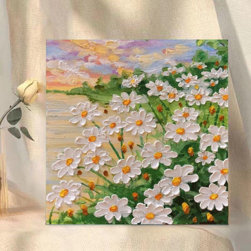 DIY digitális olajfestmény — virágos 3D textúra, keret nélküli, modern egyszerűség, helyiség: nappali, hálószoba, dolgozószoba, Egység: Amplitude, Készlet: 99999