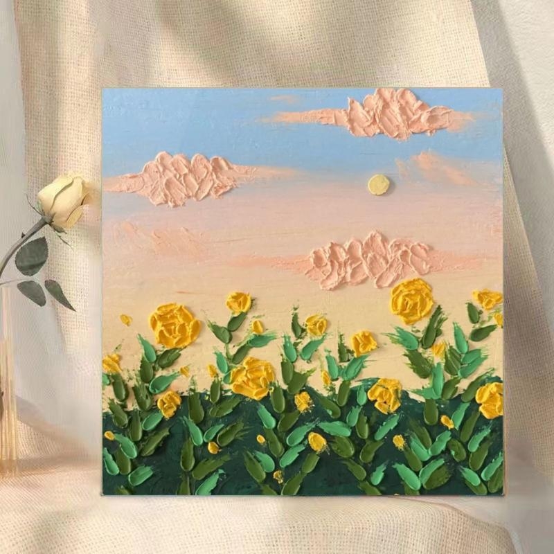 DIY digitális olajfestmény — virágos 3D textúra, keret nélküli, modern egyszerűség, helyiség: nappali, hálószoba, dolgozószoba, Egység: Amplitude, Készlet: 99999