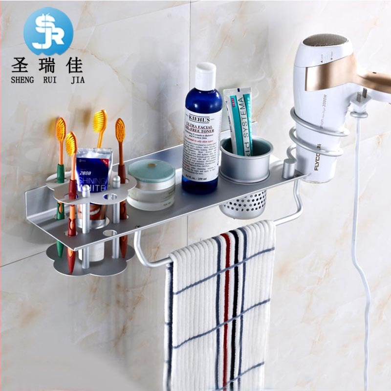 Saint Rejia 9441 Ράφι-στήριγμα σεσουάρ μαλλιών από κράγμα αλουμινίου, Ανόδιο οξείδωση φινίρισμα, Εγκατάσταση χωρίς τρύπες, Μέγιστο φορτίο 5,0 kg