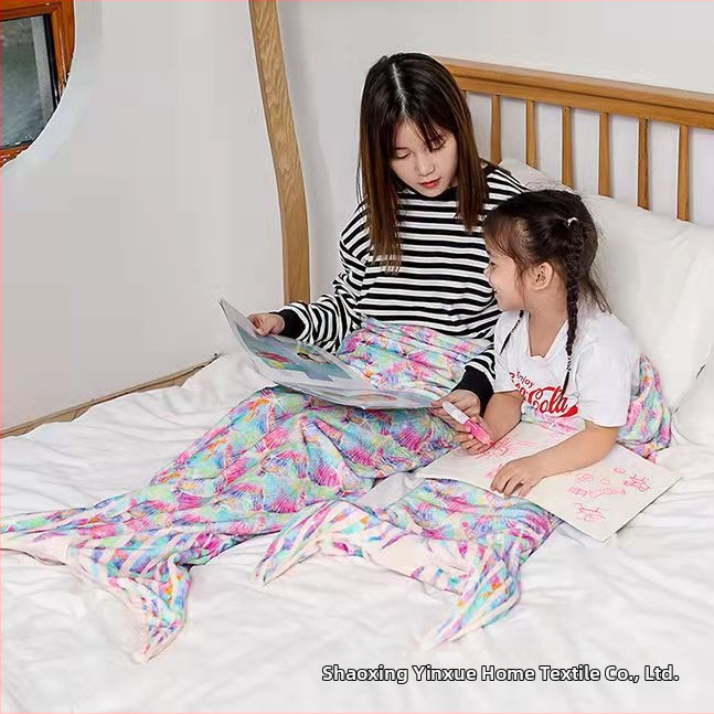 Sellőfarok pléd - puha, bőrbarát, meleg; poliészter anyag, 300 g, tavasz és ősz, geometriai mintázat, gyermekek és felnőttek részére