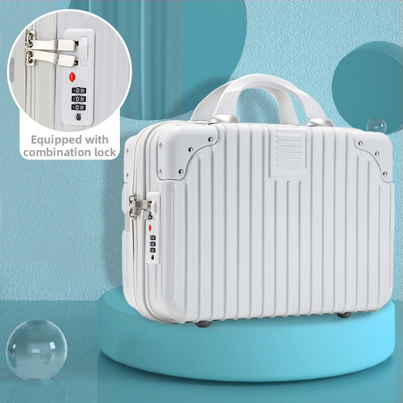 Куфар за пътуване с козметична чанта, ABS материал; отваряне с цип; универсални колела; водоустойчив и ултралек; обикновен комбиниран замък