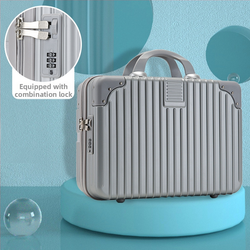 Куфар за пътуване с козметична чанта, ABS материал; отваряне с цип; универсални колела; водоустойчив и ултралек; обикновен комбиниран замък
