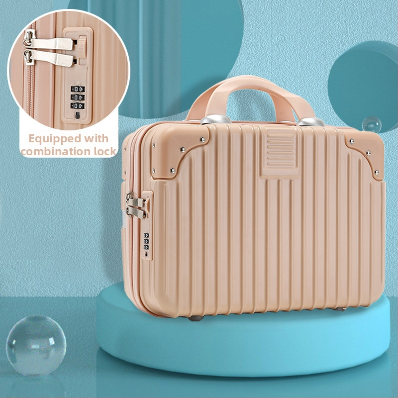 Куфар за пътуване с козметична чанта, ABS материал; отваряне с цип; универсални колела; водоустойчив и ултралек; обикновен комбиниран замък