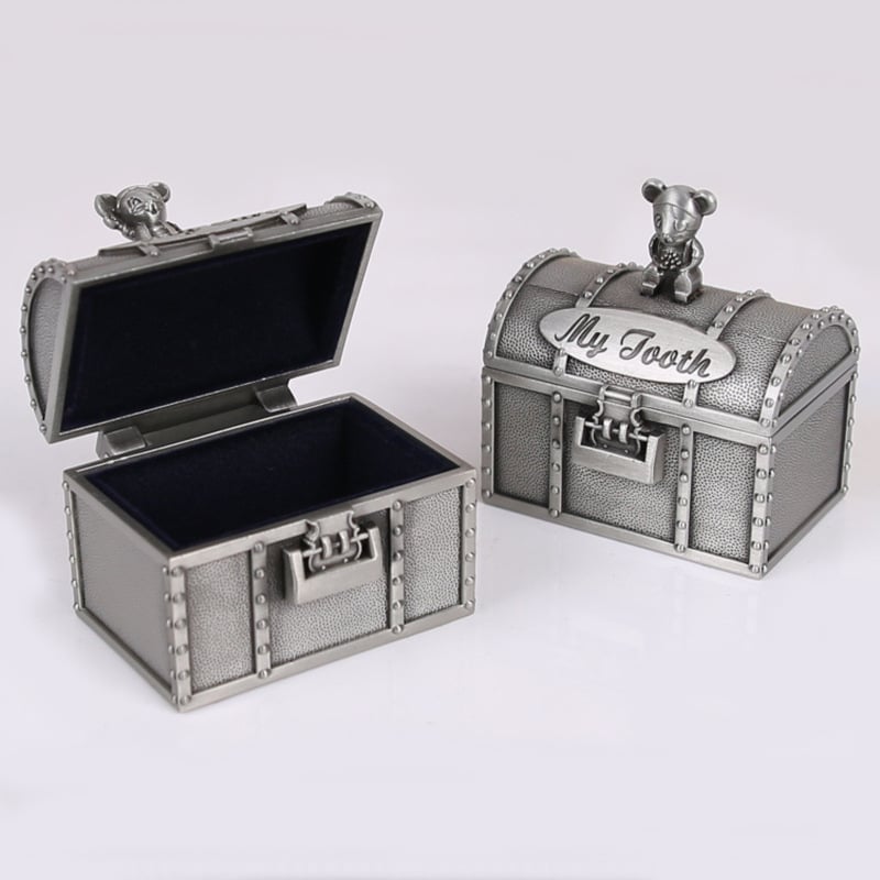 Κουτί αποθήκευσης νεογνικών δοντιών από κράμα ψευδάργύρου – μεταλλικό, blister συσκευασία, για ηλικίες 7–14