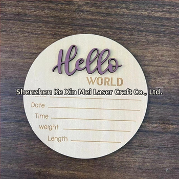 Ξύλινο στρογγυλό σημάδι γέννησης για νεογέννητο βάπτιση – Basswood, Paulownia, Poplar; χειροποίητο κρεμαστό διακοσμητικό; οικιακή διακόσμηση; κατάλληλο για εορτές Πανσελήνου