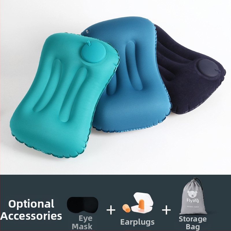 Пътуваща надуваема възглавница Square от flyingbear – правоъгълна бизнес стил, 10 cm дебелина, екологично ПВЦ, тегло 100 g