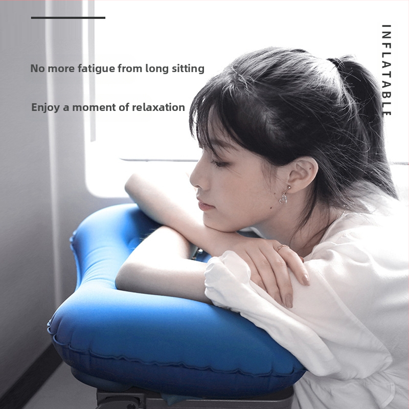 Пътуваща надуваема възглавница Square от flyingbear – правоъгълна бизнес стил, 10 cm дебелина, екологично ПВЦ, тегло 100 g