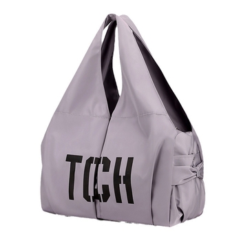 Γυναικεία νάιλον τσάντα tote με φερμουάρ, οριζόντιο τετράγωνο σχήμα, θήκη με φερμουάρ, διπλοί ιμάντες