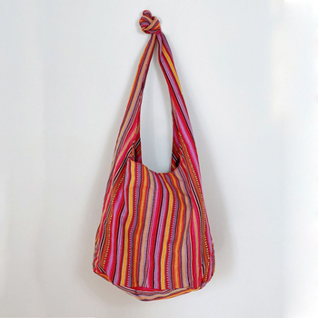 Кросбоди чанта с райета и тотемен мотив, памук-лен материал, открит връх, кръгла форма, подплата от полиестер, за жени (зимна колекция 2023)