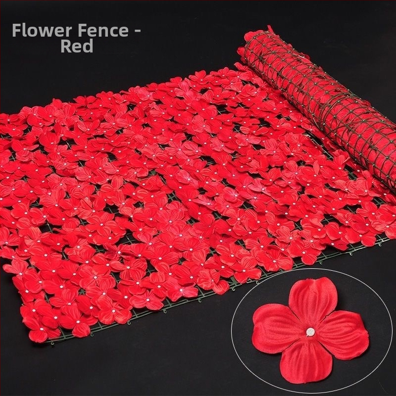 Mű falevél panel a falak és a mennyezet dekorálásához; ideális esküvők, kültéri terek és fotórekvizítumok számára — anyagok: műanyag, selyemvirágok, poliészter szövet; technikák: reliefes nyomás és szitanyomás.