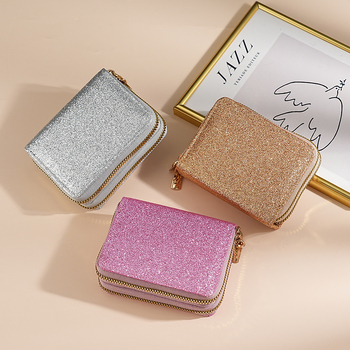 Naiste kaarditasku akordionistiil, topelt tõmblukk, mitu kaardisalvet, PU materjal, sünteetilise naha vooder, linnaline lihtne stiil