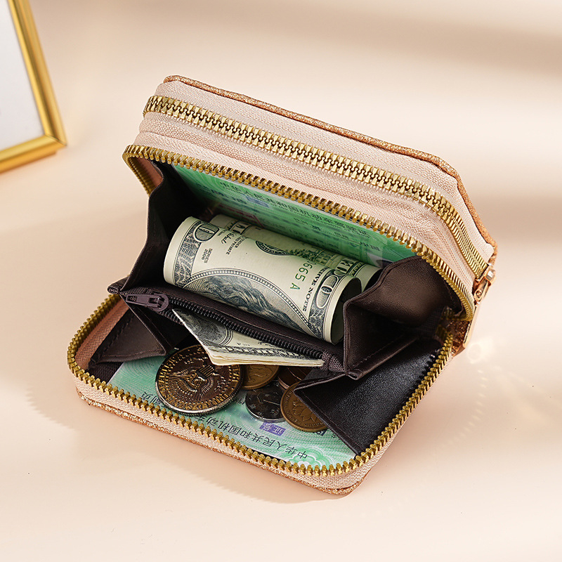 Naiste kaarditasku akordionistiil, topelt tõmblukk, mitu kaardisalvet, PU materjal, sünteetilise naha vooder, linnaline lihtne stiil