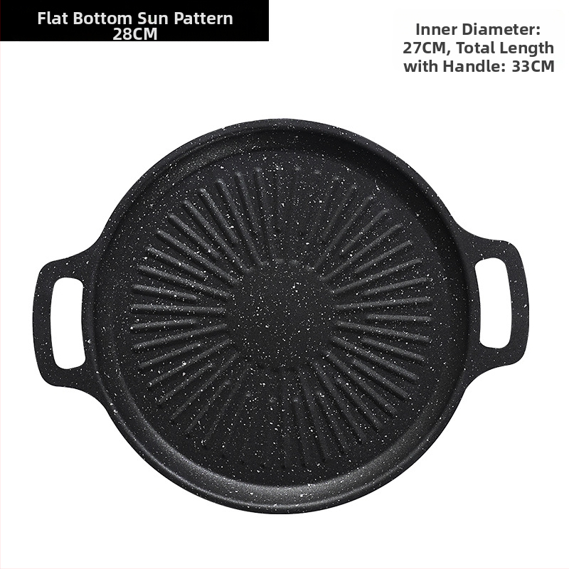 Okrugli grill tigan za kampiranje – prijenosni, bezdimni, s protivljeplivim premazom, lako se čisti