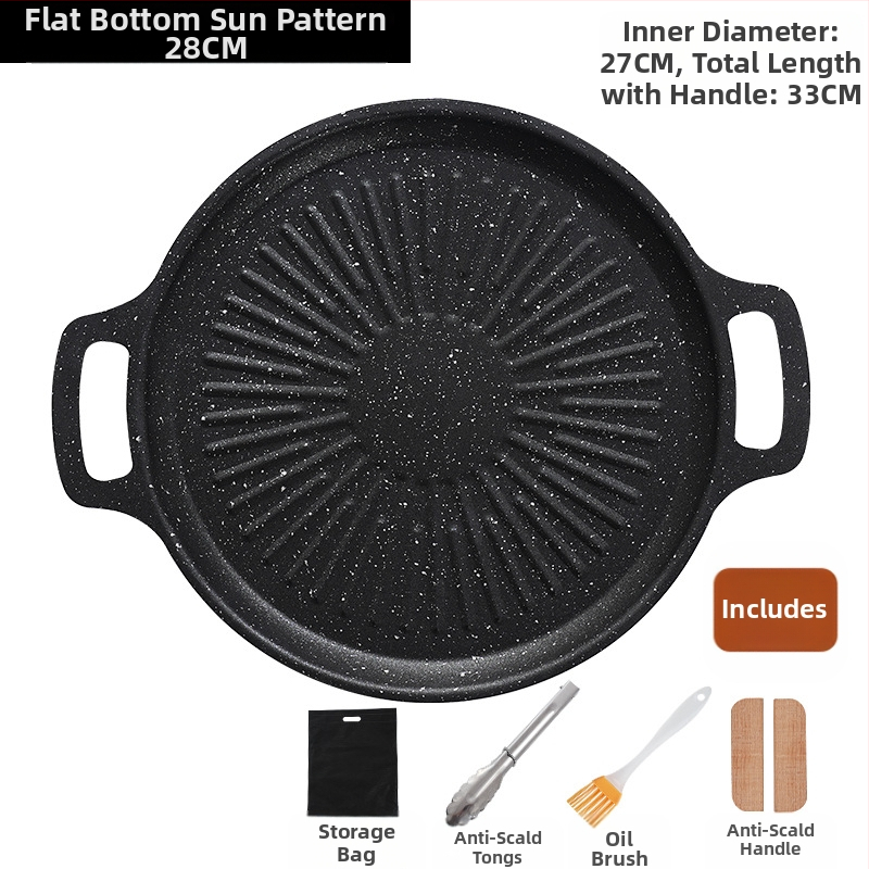 Okrugli grill tigan za kampiranje – prijenosni, bezdimni, s protivljeplivim premazom, lako se čisti