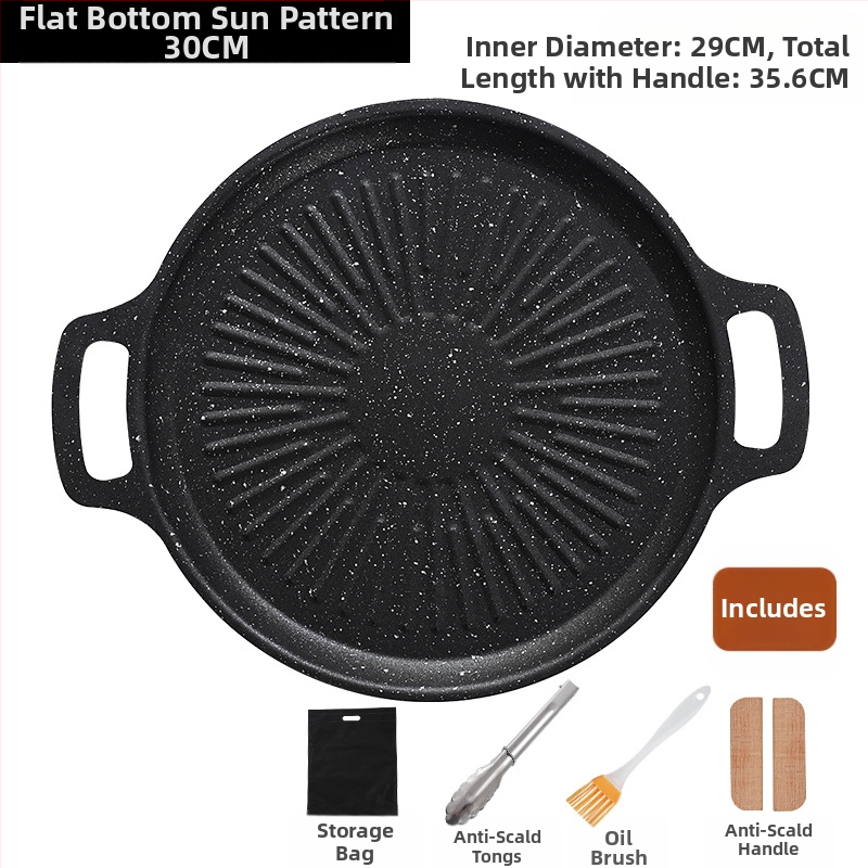 Okrugli grill tigan za kampiranje – prijenosni, bezdimni, s protivljeplivim premazom, lako se čisti