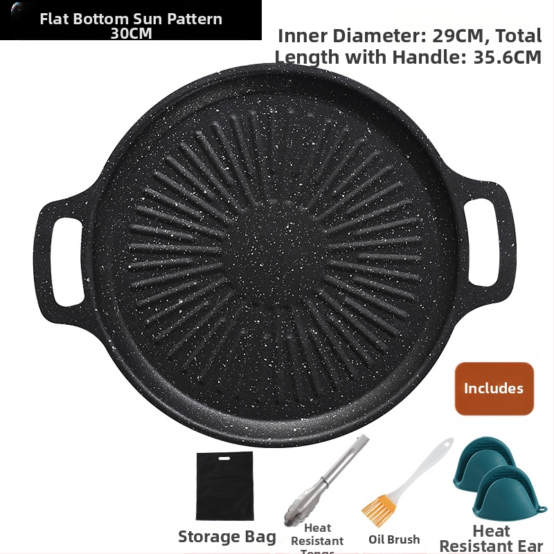 Okrugli grill tigan za kampiranje – prijenosni, bezdimni, s protivljeplivim premazom, lako se čisti