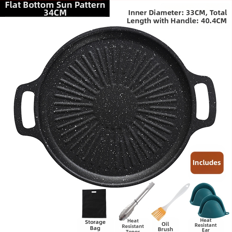 Okrugli grill tigan za kampiranje – prijenosni, bezdimni, s protivljeplivim premazom, lako se čisti