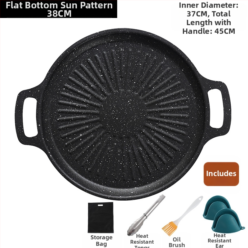 Okrugli grill tigan za kampiranje – prijenosni, bezdimni, s protivljeplivim premazom, lako se čisti