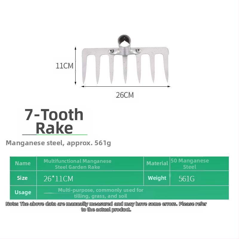 Greblă din oțel cu zece dinți — unealtă multifuncțională pentru afânarea solului