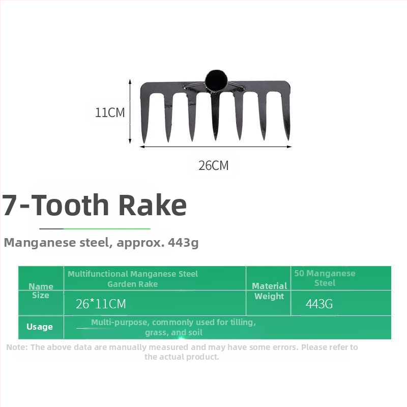 Greblă din oțel cu zece dinți — unealtă multifuncțională pentru afânarea solului