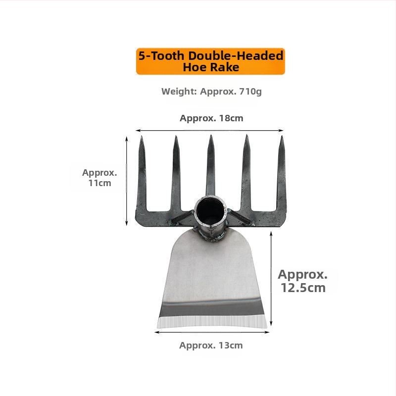 Greblă din oțel cu zece dinți — unealtă multifuncțională pentru afânarea solului