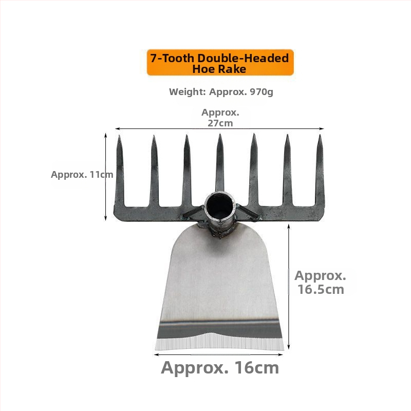 Greblă din oțel cu zece dinți — unealtă multifuncțională pentru afânarea solului