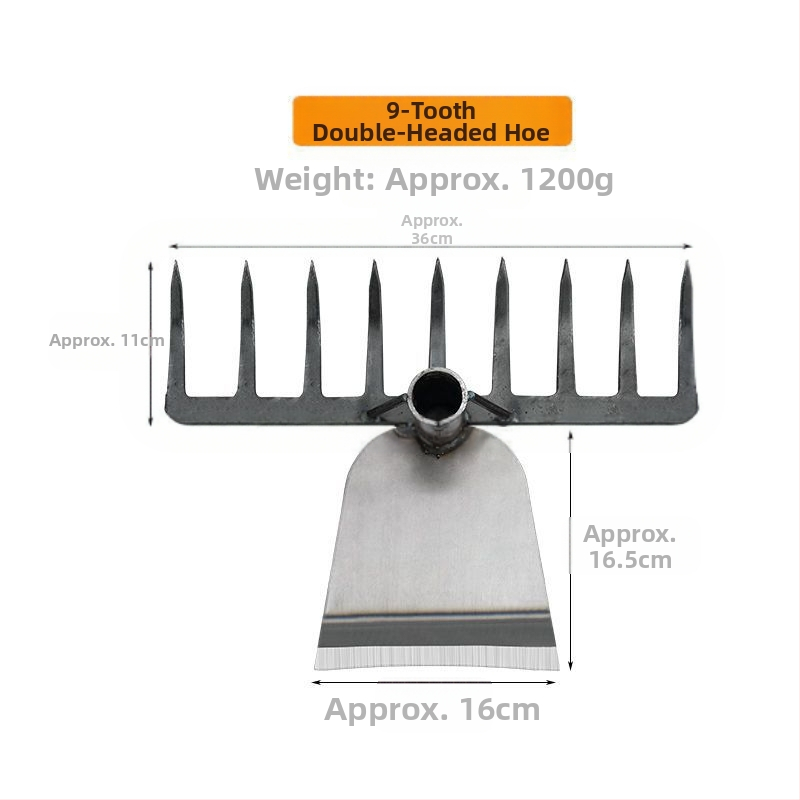 Greblă din oțel cu zece dinți — unealtă multifuncțională pentru afânarea solului