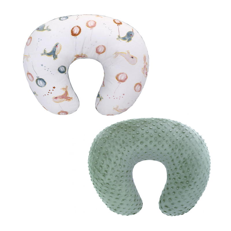Perna U pentru alăptare a bebelușului, nucleu din bumbac, umplutură poliester, înălțime 15,1–20 cm, greutate 0,55–1,0 kg, imprimeu velur Doudou