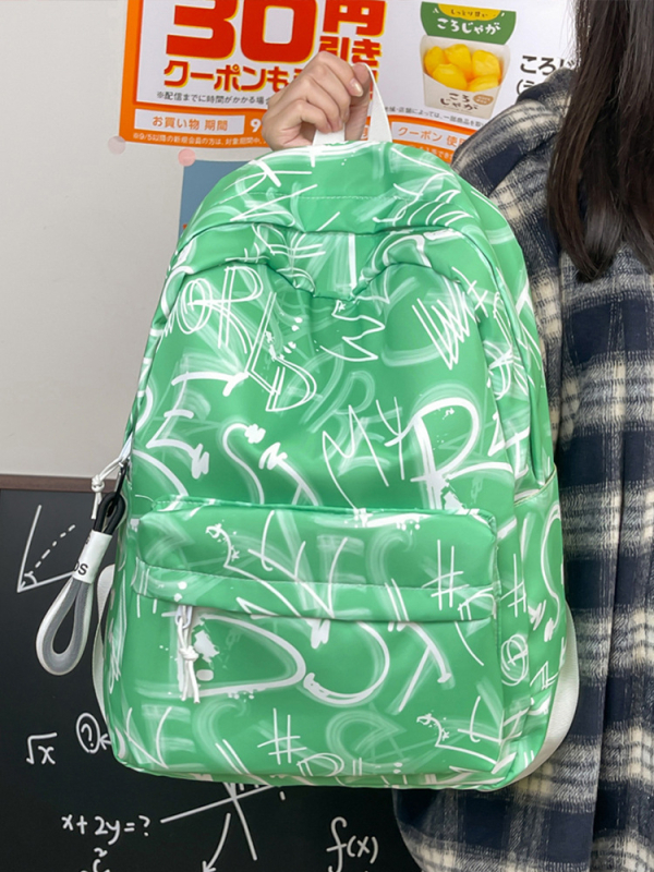 Lányok iskolai hátizsák – ultrakönnyű, nagy kapacitású, nylonból, légpárnás vállpántokkal, poliészter bélés, betűmintás dizájn, iskola használatra