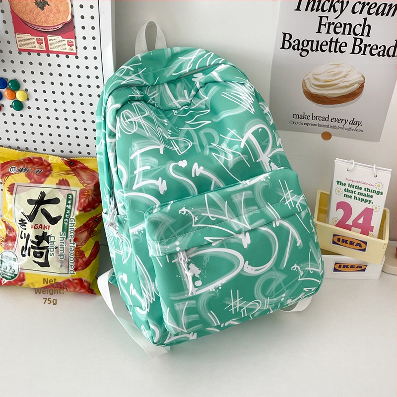 Lányok iskolai hátizsák – ultrakönnyű, nagy kapacitású, nylonból, légpárnás vállpántokkal, poliészter bélés, betűmintás dizájn, iskola használatra