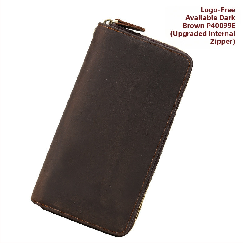 Portofel lung din piele naturală, cu fermoar dublu, model 4009, căptuțe nylon, brand Tiding