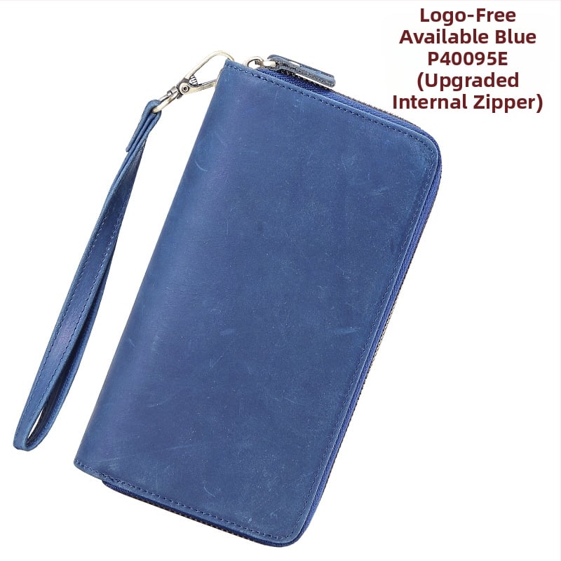 Portofel lung din piele naturală, cu fermoar dublu, model 4009, căptuțe nylon, brand Tiding