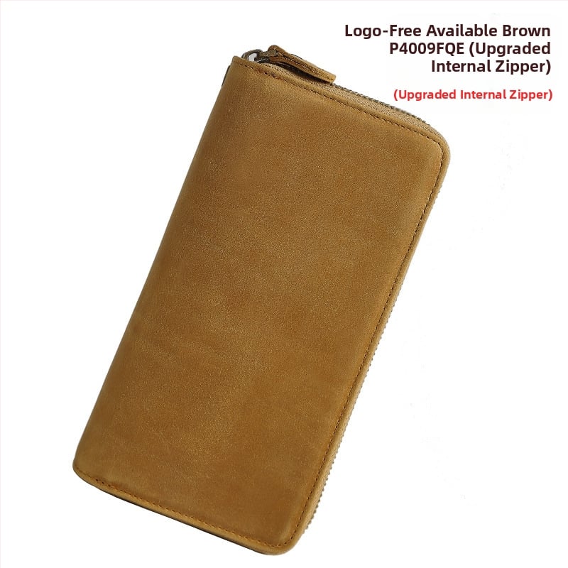 Portofel lung din piele naturală, cu fermoar dublu, model 4009, căptuțe nylon, brand Tiding