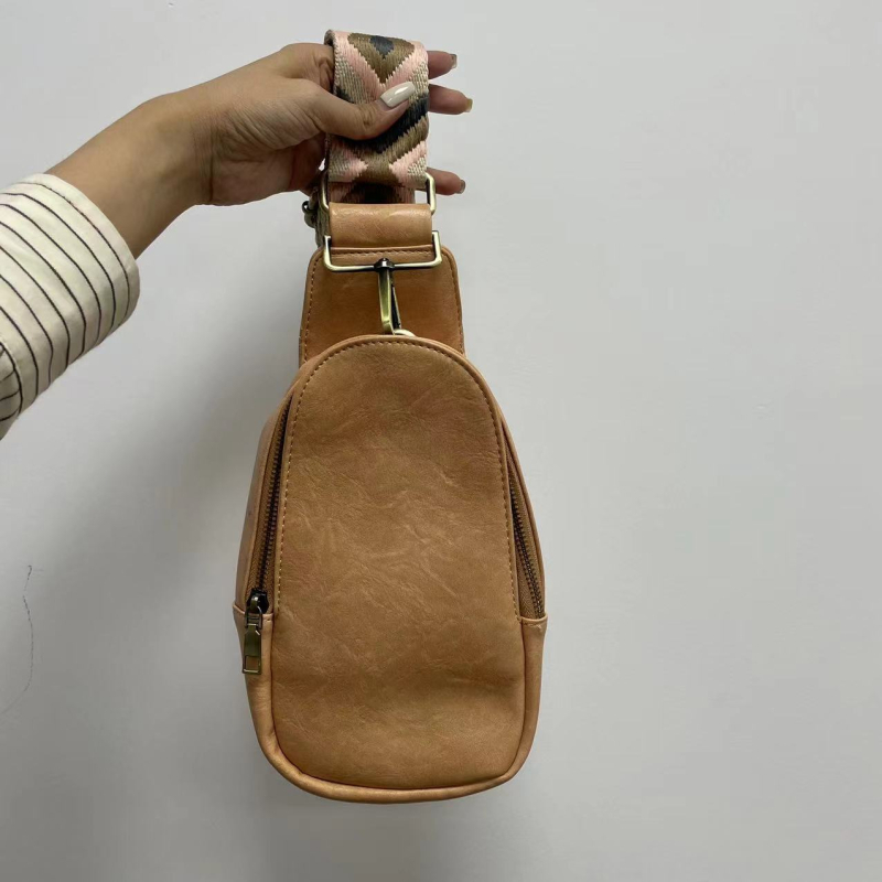 PU дамска чанта за кръст и талия, ретро бохемски стил, цип за затваряне, пролет 2023, за ежедневна употреба