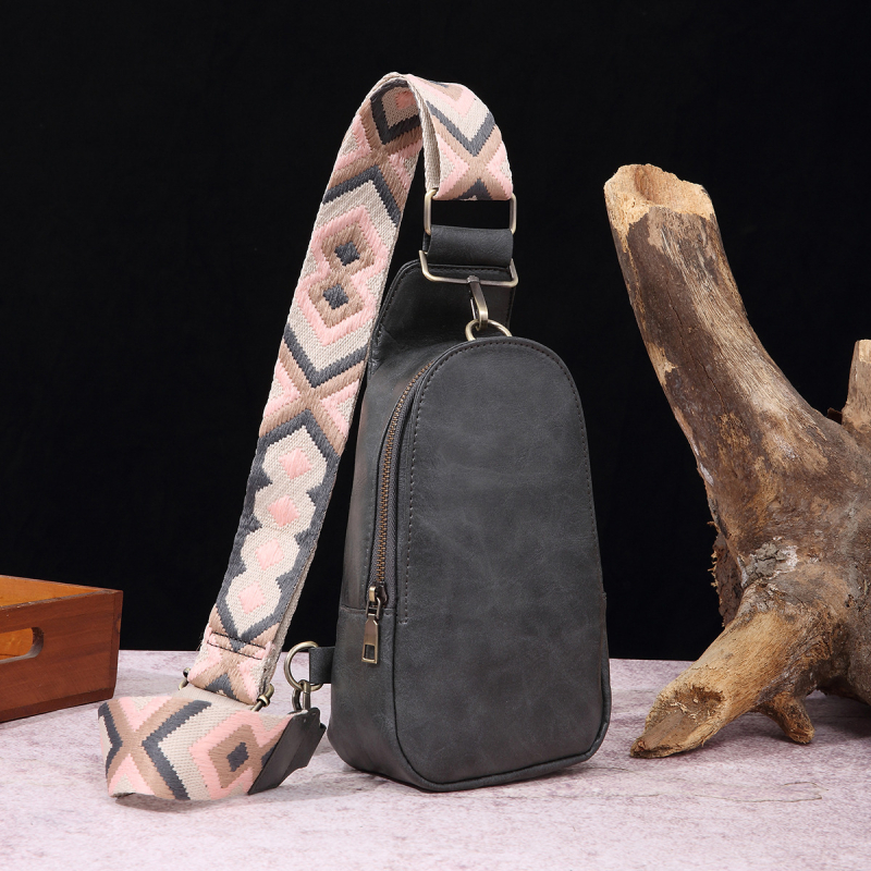 PU дамска чанта за кръст и талия, ретро бохемски стил, цип за затваряне, пролет 2023, за ежедневна употреба