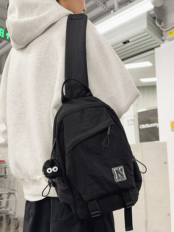 Νάιλον τσάντα crossbody με φερμουάρ, θήκες για κινητό και ID, μαλακό εξωτερικό, τρισδιάστατος εξωτερικός σχεδιασμός, street style, χειμώνας 2024