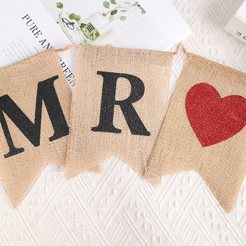 Σημαία με ουρά πεταλούδας για πάρτι, Hyhpsyj, ύφασμα κάνναβης, χωρίς κοντάρι, συσκευασία Opp bag, κατάλληλη για γενέθλια, πρόταση γάμου, αρραβώνα