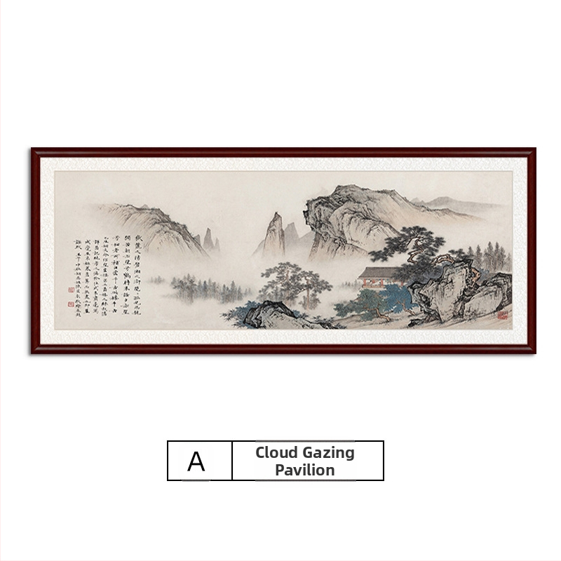 Maastikuline seinaamaal elutoa jaoks, massiivses puidus raam, mattpaberipõhi, kaheosaline komplekt, riputamiseks või raamimiseks, uus Hiina stiil