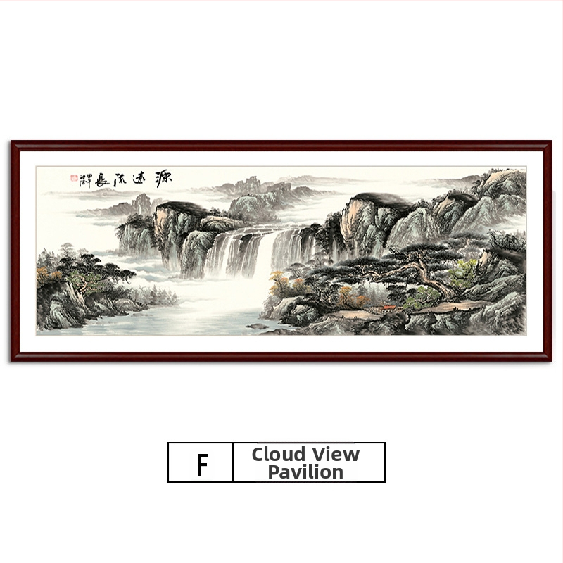 Maastikuline seinaamaal elutoa jaoks, massiivses puidus raam, mattpaberipõhi, kaheosaline komplekt, riputamiseks või raamimiseks, uus Hiina stiil