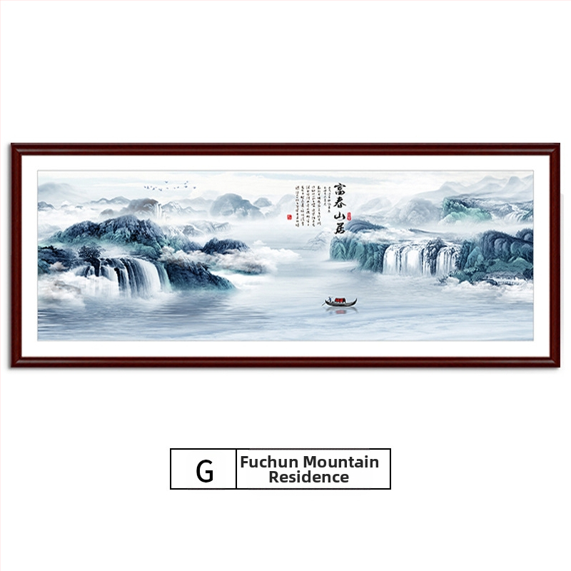 Maastikuline seinaamaal elutoa jaoks, massiivses puidus raam, mattpaberipõhi, kaheosaline komplekt, riputamiseks või raamimiseks, uus Hiina stiil