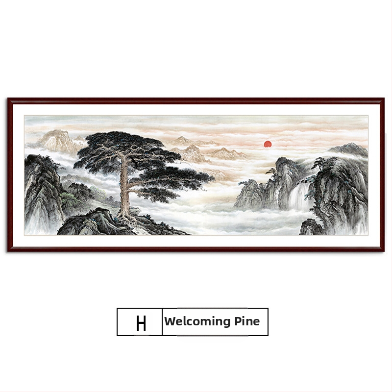Maastikuline seinaamaal elutoa jaoks, massiivses puidus raam, mattpaberipõhi, kaheosaline komplekt, riputamiseks või raamimiseks, uus Hiina stiil