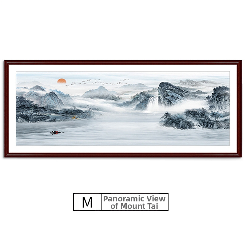 Maastikuline seinaamaal elutoa jaoks, massiivses puidus raam, mattpaberipõhi, kaheosaline komplekt, riputamiseks või raamimiseks, uus Hiina stiil