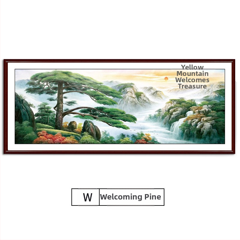 Maastikuline seinaamaal elutoa jaoks, massiivses puidus raam, mattpaberipõhi, kaheosaline komplekt, riputamiseks või raamimiseks, uus Hiina stiil