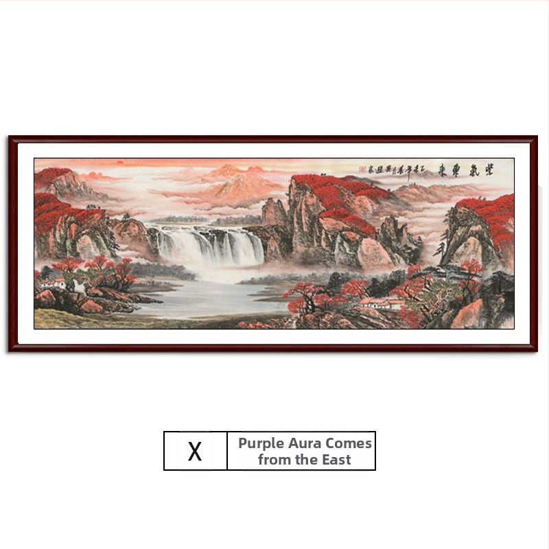 Maastikuline seinaamaal elutoa jaoks, massiivses puidus raam, mattpaberipõhi, kaheosaline komplekt, riputamiseks või raamimiseks, uus Hiina stiil